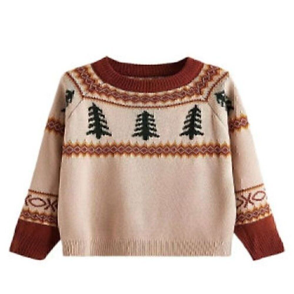Fair Isle Christmas Tree Pattern Pull Over Crew Neck Brown Sweater  plus 3X kjp - Picture 5 of 8